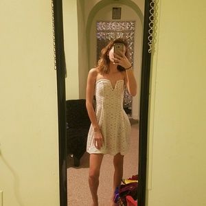 Strapless White Lace Mini Dress